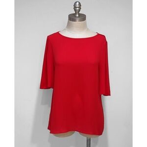 Loft Women's Red Flutter Short Sleeve Blouse Top Size S NWT